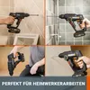 Collage of four images showing a WORX WX390.1 Bohrhammer being used for drilling in different settings. Produktbild-Vorschau
