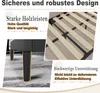 A collage of images showing the details of a bed frame, including its legs and wooden slats. Náhled obrázku produktu