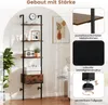 A tall, narrow bookshelf with a drawer, displayed against a plain wall with some decorative elements. Podgląd zdjęcia produktu