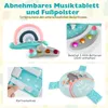 Collage of product images and text highlighting features of a baby jumperoo. Podgląd zdjęcia produktu