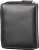 A black leather wallet is shown from the front. Produktbild-Vorschau