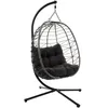 A hanging egg chair with a stand and cushion, presented against a white background. Náhľad obrázku produktu