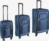Three blue suitcases of varying sizes displayed side-by-side against a white background. Produktbild-Vorschau