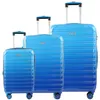 Three blue suitcases of varying sizes are displayed against a white background. Produktbild-Vorschau