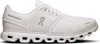 A side view of a white running shoe against a white background. Voir les images du produit