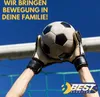 A soccer goalkeeper catching a ball in front of a goal. Produktbild-Vorschau
