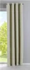 A beige curtain hanging in front of a window with trees visible outside. Produktbild-Vorschau