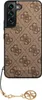 A brown Guess phone case with a repeating logo pattern and a gold charm attached to a lanyard. Produktbild-Vorschau