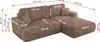 A diagram of a sectional sofa with dimensions indicated by red lines and text. Produktbild-Vorschau