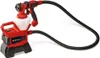 A red and black electric paint sprayer with a white container and a black hose, set against a white background. Produktbild-Vorschau