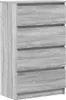 A tall, narrow chest of drawers with four drawers, shown from a slightly angled side view against a white background. Náhľad obrázku produktu