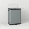 Kosz na śmieci HOMCOM 2 x 30L z pedałem i pokrywą, kosz na Podgląd zdjęcia produktu 3