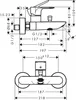 Technical drawing with dimensions of a faucet. Anteprima dell’immagine prodotto