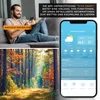 A collage showing a man using a smartphone, a forest scene, and a smartphone app interface displaying weather information. Produktbild-Vorschau