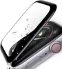 A close-up shot of a screen protector with water droplets on it, placed over an Apple Watch. Produktbild-Vorschau