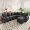 Merax L-Form 7-Sitzer Ecksofa Mit Schlaffunktion, Produktbild-Vorschau 4