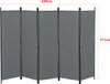 A dark gray, five-panel room divider is shown from the front, with dimensions indicated. Produktbild-Vorschau