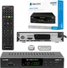A product shot of a Cabletech DVB-T2 tuner with its remote and packaging. Náhled obrázku produktu