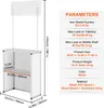 A product image showing a portable display counter with dimensions and specifications listed on the right side. Náhľad obrázku produktu