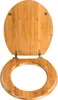 A wooden toilet seat and lid, open and viewed from above. Produktbild-Vorschau