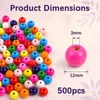 500 bunte Holzkugeln 12 mm zum Auffädeln für DIY-Schmuck Productafbeelding-voorbeeld
