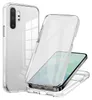 A clear phone case is shown with a phone inside, demonstrating how it fits. Produktbild-Vorschau