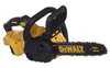 A yellow and black DeWalt chainsaw is shown against a white background. Voir les images du produit