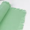 Tischläufer L140cm Hellgrün Baumwolle Tischdecke Fransen Produktbild-Vorschau 5