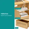Navaris Nachtschrank aus Bambus mit Rattan Look - Produktbild-Vorschau 3