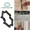 A collage showing a product logo, a 3D render of the product, and three images of the product being used to secure cables in a wall. Podgląd zdjęcia produktu