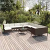 12-tlg. Garten-Lounge-Set mit Auflagen Poly Rattan Braun Produktbild-Vorschau 2