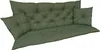 A green bench cushion with two smaller square cushions attached. Produktbild-Vorschau