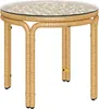 A round rattan side table with a glass top, shown on a white background. Podgląd zdjęcia produktu