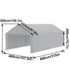 A diagram showing the dimensions of a large tent garage. Produktbild-Vorschau