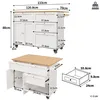A diagram showing the dimensions of a white kitchen island with a wooden countertop, presented in two views. Produktbild-Vorschau