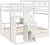 A white wooden bunk bed with stairs and storage drawers. Náhled obrázku produktu