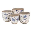 Four ceramic planters with a blue floral pattern. Produktbild-Vorschau