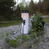 LED Grablicht/Grabkerze 'Pusteblume' - warmweiße LED - H: 21cm, D: 7cm - Timer - weiß/schwarz Produktbild-Vorschau