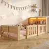 Flieks Kinderbett 90x200cm mit Led, Bodenbett Holzbett mit Produktbild-Vorschau 2