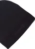 A close-up, angled view of a black beanie with a tonal logo. Náhled obrázku produktu