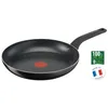 A black frying pan with a red indicator in the center, placed on a white background. There are also two small graphic overlays on the right side of the image. Náhled obrázku produktu
