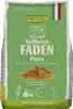 A bag of Rapunzel Faden Vollkorn pasta on a green background with illustrations. Produktbild-Vorschau