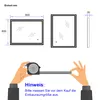 Diagram showing the dimensions of a mirror and hands holding a measuring tape. Anteprima dell’immagine prodotto