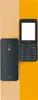 A Nokia feature phone is shown from the front and back, placed on a split background of light orange and yellow. Produktbild-Vorschau