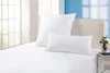 Two white pillows on a white bed with a window in the background. Produktbild-Vorschau