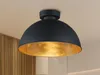 A black dome-shaped ceiling light with a gold interior, mounted on a white ceiling. Anteprima dell’immagine prodotto