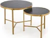 Two round nesting tables with black marble-patterned tops and gold metal frames, shown against a white background. Podgląd zdjęcia produktu