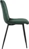 A side view of a green velvet dining chair with black metal legs. Anteprima dell’immagine prodotto