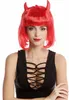 WIG ME UP Perücke Teufelin Bob rot Hörner 91421-ZA13 Produktbild-Vorschau 2