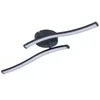 A modern black LED ceiling light with a wave design, shown against a white background. Voir les images du produit